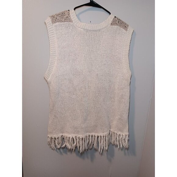 90’s Huntington Ridge Crochet Knit Button Up Sweater Vest Large Boho Floral - Picture 8 of 8